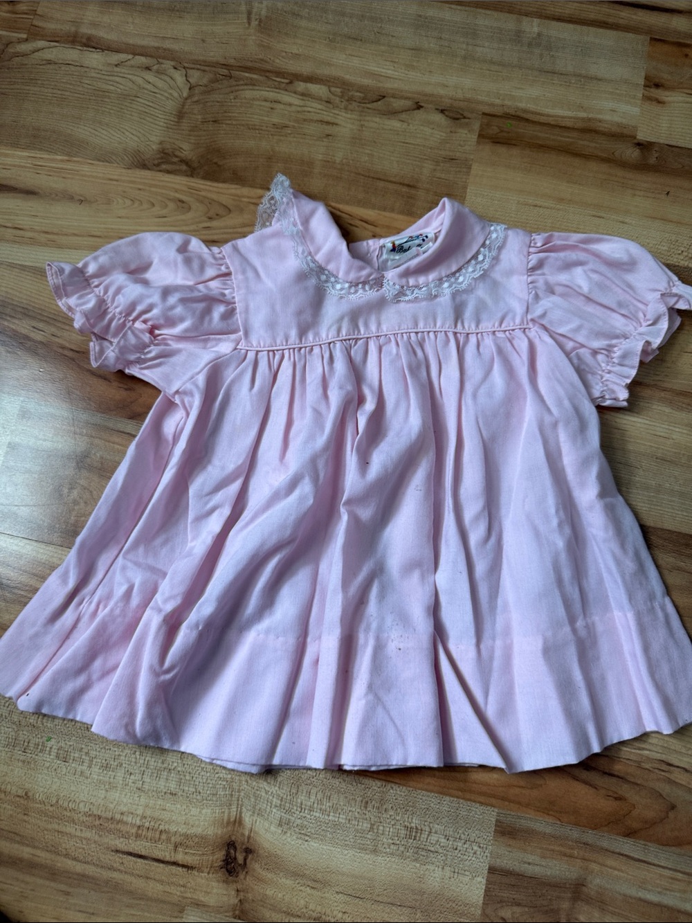Classic Pink Lace-Trim Smocked Baby Top